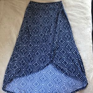 Blue High Low Front Slit Skirt
